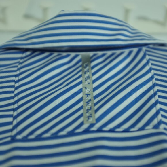 Under Armour Heatgear Regular coldblack blue Striped Polo Shirt Blue Men's M - Picture 4 of 8